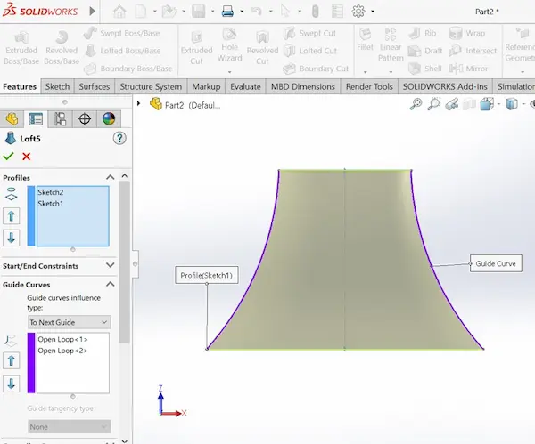 use the loft feature in SolidWorks.